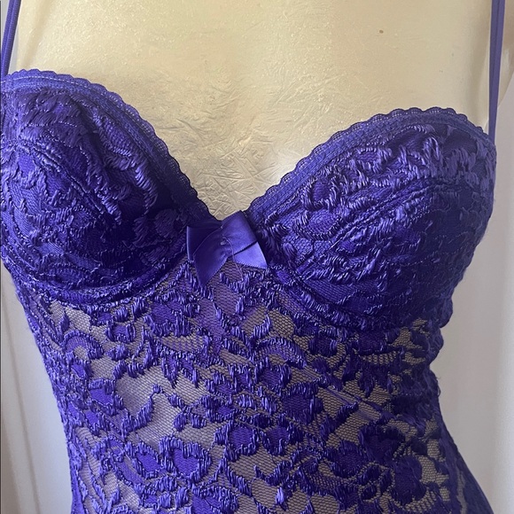Vintage 80s Victoria's Secret Deep Purple Lace Bodysuit - Picture 2 of 5